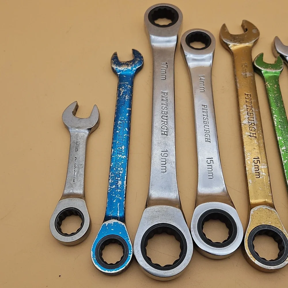 Lot Of 9 Ratcheting Combination Wrenches Pittsburgh Tool Set